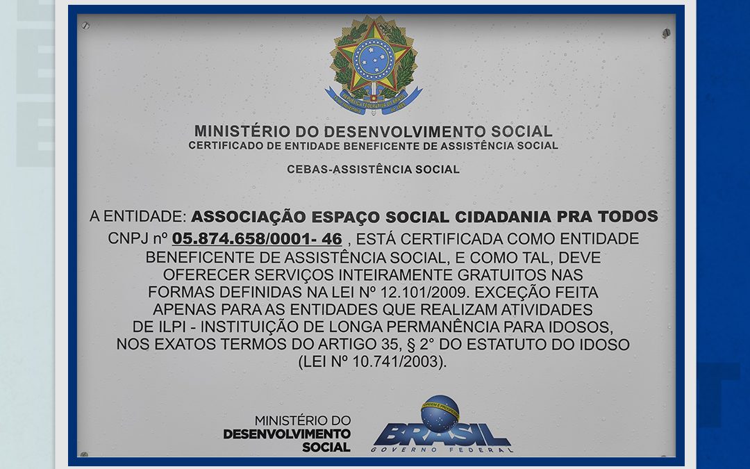 Certificado CEBAS-ASSISTÊNCIA SOCIAL